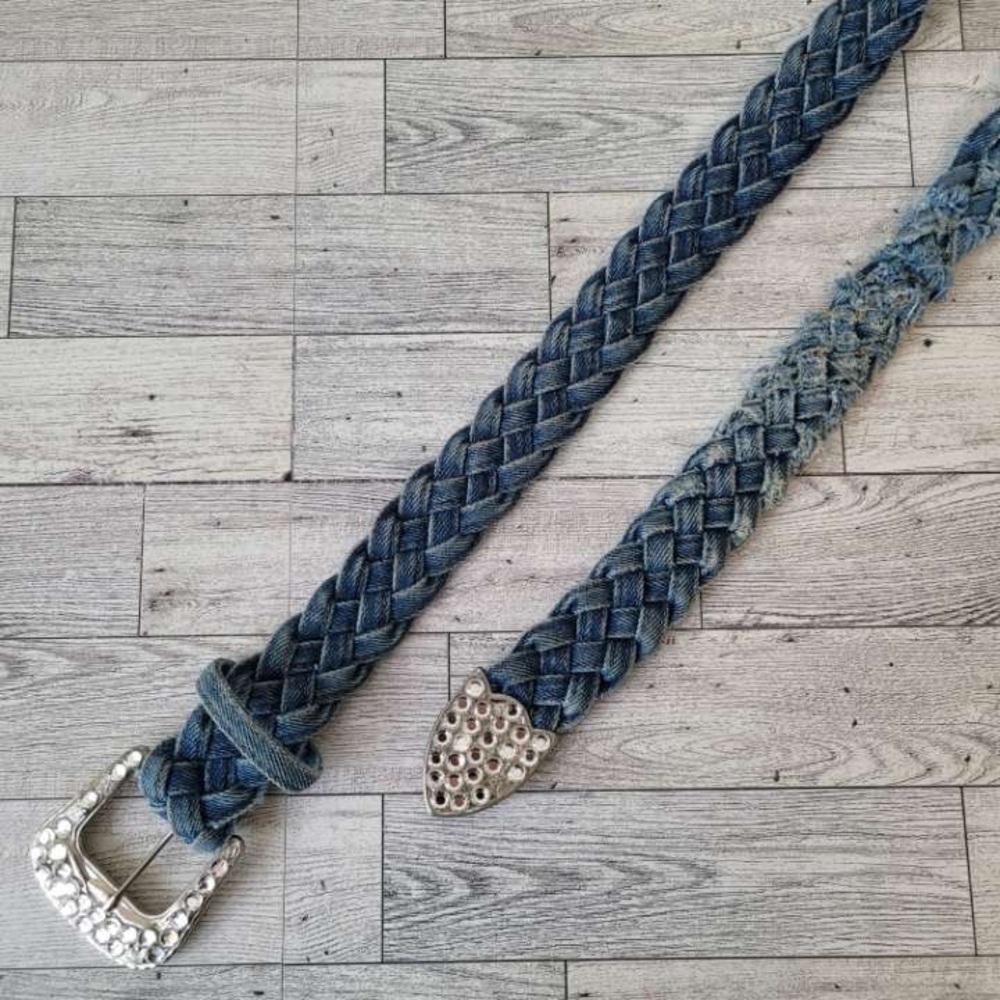 Women's Unbranded Western Blue Denim Bedazzled Rodeo Cowgirl Belt Size L